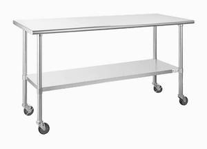 lot 94 image: Hally Stainless Steel Table for Prep & Work 24 x 72 Inches with Caster Wheels, NSF Commercial Heavy Duty Table with Undershelf and Galvanized Legs for Restaurant, Home and Hotel