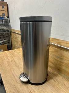lot 97 image: simplehuman  8-Gallons Brushed Steel Touchless Kitchen Trash Can with Lid