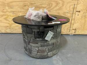 lot 43 image: ALLEN  ROTH Stacked stone Fire Pit Table 36.2-in W 50000-BTU Stacked Grey Stone Portable Composite Propane Gas Fire Table