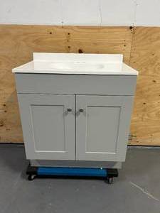 lot 17 image: Project Source  30-in Gray Single Sink Bathroom Vanity with White Cultured Marble Top