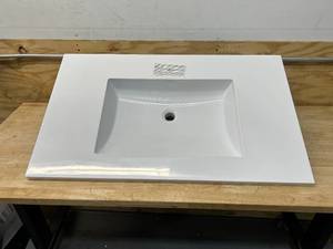 lot 39 image: Project Source  Cultured Marble Vanity Tops 37-in White Cultured Marble Single Sink Bathroom Vanity Top