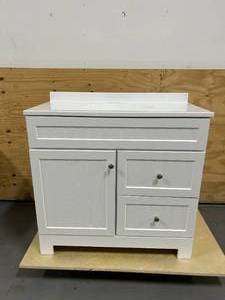 lot 50 image: Style Selections  Ellenbee 36-in White Single Sink Bathroom Vanity with White Cultured Marble Top