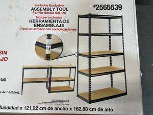 lot 53 image: Project Source  Steel Heavy Duty 5-Tier Utility Shelving Unit (48-in W x 24-in D x 72-in H)
