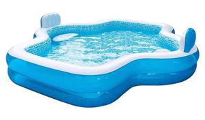 lot 59 image: MEMBERS MARK Elegant Family Pool 10 Feet Long 2 Inflatable Seats with Backrests.