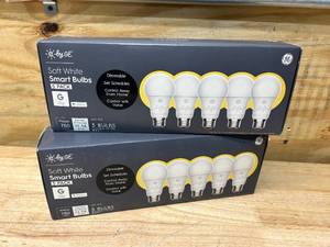 lot 64 image: GE Lot of 2 Packs of- 9.5W (60W Replacement) C by GE C-Life Soft White Smart Bulbs (5 LED A19 Light Bulbs)