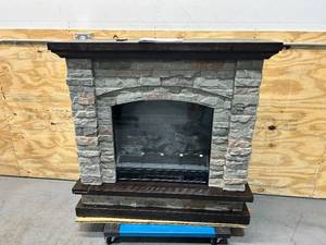 lot 112 image: ALLEN  ROTH 43.5-in W Stacked Faux Sandstone with Coffee Oak Infrared Quartz Electric Fireplace