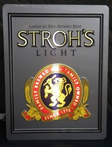 lot 3 image: STROHS LIGHT LIGHTED BEER SIGN