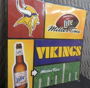 lot 35 image: LARGE VIKINGS  MILLER LITE METAL SIGN