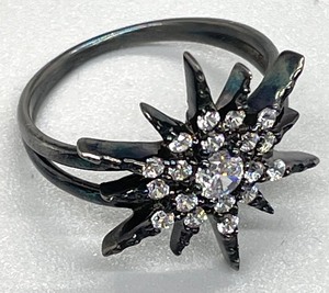 lot 15 image: Spectacular Sterling Silver Star Ring with Cubic Zirconia Accents