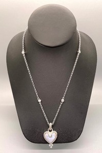 lot 7 image: Judith Ripka Sterling Silver with Cubic Zirconia and a Heart Agate Pendant