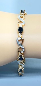 lot 50 image: Gold Plated Sterling Silver and Sapphire Bracelet