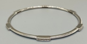 lot 69 image: Fine Sterling Silver and Diamond Chip Bangle Bracelet
