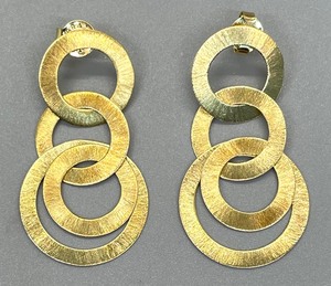 lot 86 image: Golden Circle Dangle Earrings from Brazil