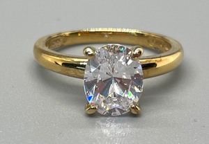 lot 114 image: Gold Plated Sterling Silver Ring with Cubic Zirconia Accents