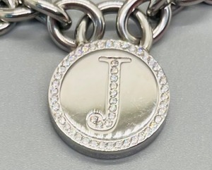 lot 125 image: Fancy Stainless Steel J Charmed Bracelet with Extender