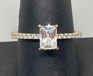 lot 130 image: Gold Plated Sterling Silver Ring with Cubic Zirconia Accents