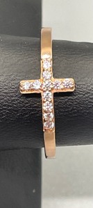 lot 143 image: Rose Gold Plated Serling Silver and Cubic Zirconia Cross Ring