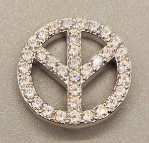 lot 152 image: Sterling Silver Peace Symbol Pendant with Cubic Zirconia Pendant