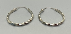 lot 179 image: Sterling Silver Swirled Hoop Earrings