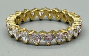 lot 193 image: Gorgeous Gold Plated Sterling Silver Ring with Cubic Zirconia Accents