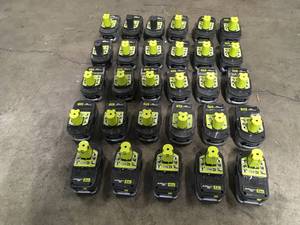 Pallet of assorted Ryobi 18 Volt Batteries various models and conditions customer review pictures