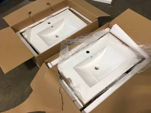 Lot of 2 White Ceramic Sinks review pictures open box