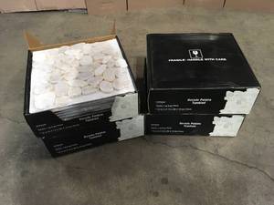 Lot of 4 cases sliced Pebble 13.25 in. x 12.88 in. Textured Marble Floor and Wall Tile (9.7 sq. ft.Case)