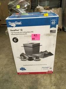 DuraVent 6 in. x 17 in. Triple-Wall Chimney Pipe Up Through the Ceiling Basic Install Kit Open Box, Review all pictures