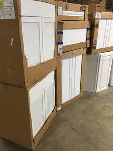 Mix Lot of assorted White Cabinets, Home Storage, Customer returns, review all pictures