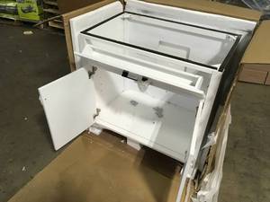 Home Decorators Collection Ainsley 36 in. W x 22 in. D Bath Vanity in White Open Box, cabinet only customer return Review all pictures