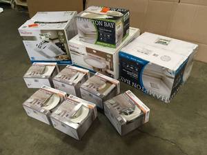 Mix Lot of Hampton Bay, Nutone Fans, White, Customer return, Review all pictures