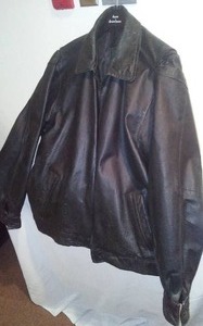lot 131 image: Black Leather Jacket - Large, About #Size 44.