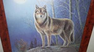 lot 152 image: M. Caroselli Wolf Print Great Frame