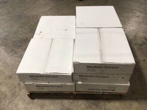 lot 22 image: Lot of 10 cases  Square Carpet Tiles Blackgrey Lines 54 Square Feet (20 per cse)