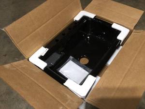 lot 24 image: Kholer Cape Dory Drop-In Cast-Iron 33 in. 4-Hole Single Basin Kitchen Sink in Black review Pictures