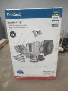 lot 300 image: DuraVent 6 in. x 17 in. Triple-Wall Chimney Pipe Out Through the Wall Basic Install Kit (OPEN BOX)