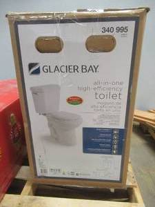 lot 305 image: Glacier Bay 2-Piece 1.28 GPF High Efficiency Single Flush Round Toilet in White (OPEN BOX)