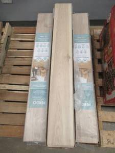 lot 308 image: Pergo Defense 6.14 in. W Vintage Linen Hickory Waterproof Laminate Wood Flooring - 7 CASES TOTAL - APPROXIMATELY 112 SQ FT TOTAL