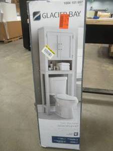 lot 309 image: Glacier Bay Shaker 26.5 in. W x 68 in. H x 10.1 in. D Gray Over-the-Toilet Storage (OPEN BOX)
