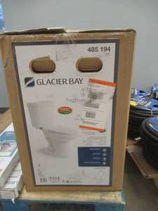 lot 327 image: Glacier Bay 2-piece 1.1 GPF1.6 GPF Dual Flush Round Toilet in White (MISSING TANK LID)