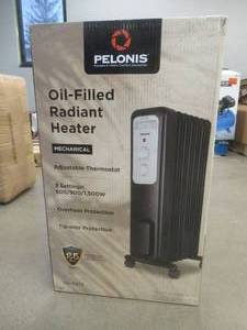 lot 352 image: Pelonis 1,500-Watt Oil-Filled Radiant Electric Space Heater with Thermostat (OPEN BOX)