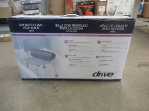 lot 374 image: Drive Medical Grey Bathroom Safety Shower Tub Bench Chair with Back