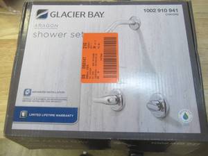 lot 383 image: Glacier Bay Aragon 2-Handle 1-Spray Shower Faucet in Chrome (Valve Included) (NEW)