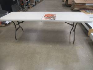 lot 404 image: Lifetime 8 ft. Fold-in-Half Table Almond (SLIGHT SCRATCH & DENT)