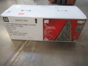 lot 407 image: Home Accents Holiday 7.5 ft Sparkling Amelia Pine Christmas Tree (OPEN BOX)