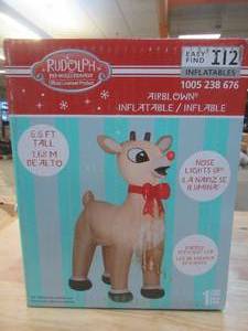 lot 410 image: Rudolph 5.5 ft Rudolph With Red Bow Holiday Inflatable (OPEN BOX)