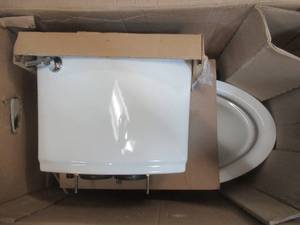 lot 416 image: American Standard Optum VorMax Complete Tall Height 2-piece 1.28 GPF Elongated Toilet in White with Slow Close Seat (OPEN BOX)