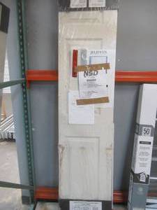 lot 420 image: JELD-WEN 36 in. x 80 in. 6 Panel Colonist Primed Textured Molded Composite Hollow Core Closet Bi-Fold Door (SLIGHT SCRATCH & DENT, SOME WATER DAMAGE)