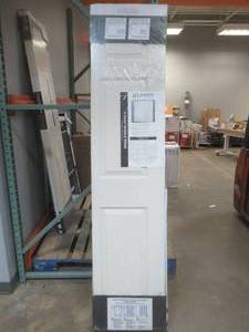 lot 421 image: JELD-WEN 36 in. x 80 in. 6 Panel Colonist Primed Textured Molded Composite Hollow Core Closet Bi-Fold Door (SLIGHT SCRATCH & DENT, SOME WATER DAMAGE)