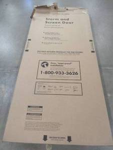 lot 437 image: Andersen 36 in. x 80 in. 400 Series White Universal Self-Storing Aluminum Storm Door with Nickel Hardware